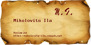 Mikolovits Ila névjegykártya